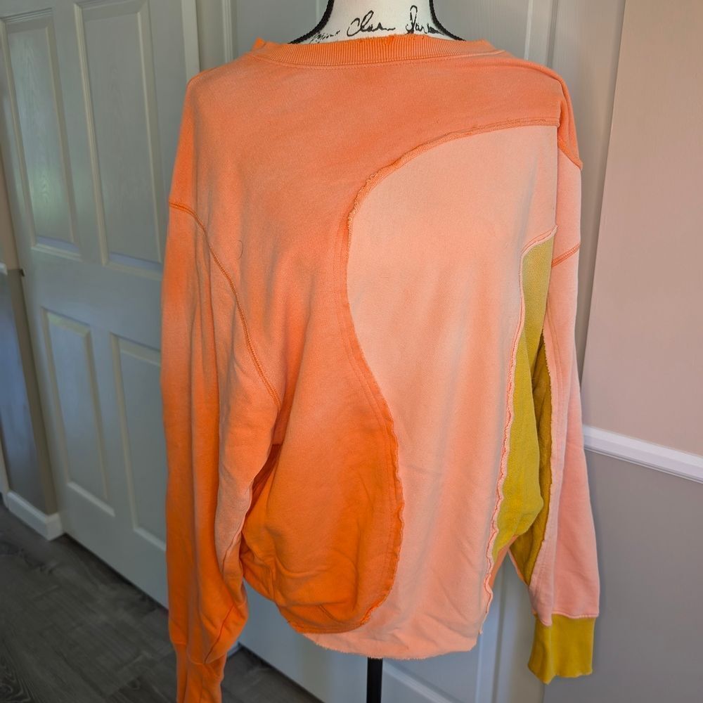 Free People Colorblock Sweatshirt in Orange and Yellow